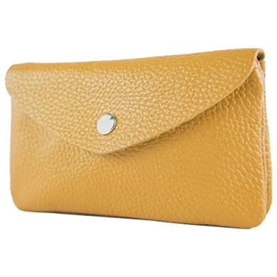 Image de modamoda de P11 ital. Portefeuille en cuir pour femme, taille m, jaune moutarde, minimaliste