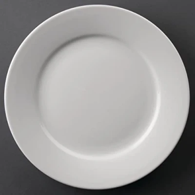 Image de Olympia Athena Assiettes à bord large 228mm (lot de 12), porcelaine blanche, passe au micro ondes, four et lave vaisselle, CC208