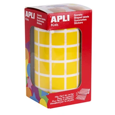 Image de APLI KIDS 12475 Rouleau de gommettes carrées 15 mm Couleur: Jaune