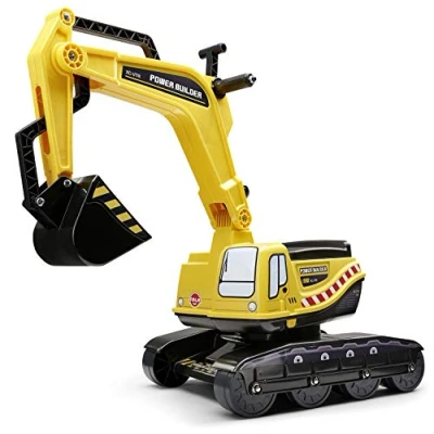 Image de Pelleteuse Falk Power Builder jaune avec cabine rotative à 360, bras de pelle et godet articulés assise ouvrante 100% made in France pour les