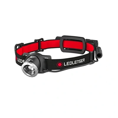 Image de Lampe frontale LED Ledlenser H8R, rechargeable avec batterie lithium 18650, 600 lumens, mise au point, autonomie maximale de 120h, lumière arrière rouge, pivotante, câble charge USB, Headlamp
