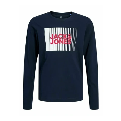 Image de Jack &amp; Jones Junior Jjecorp Logo Play Ls O Cou Noos JNR T Shirt, Blazer Bleu Marine, 152 cm Garçon
