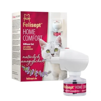 Image de Felisept Home Comfort Set Diffuseur chat Anti Stress + Recharge 45 ml Calmant Pour Avec De L&#039;Herbe À Naturelle sans Phéromones Relaxation Les Chats