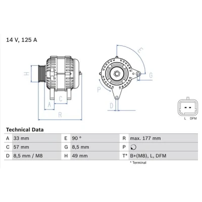Image de BOSCH 0 986 080 270 Alternateur 14V 125A RENAULT: SCENIC 2, MEGANE 2 Coupe Cabriolet, NISSAN: Primera 5 portes, Break