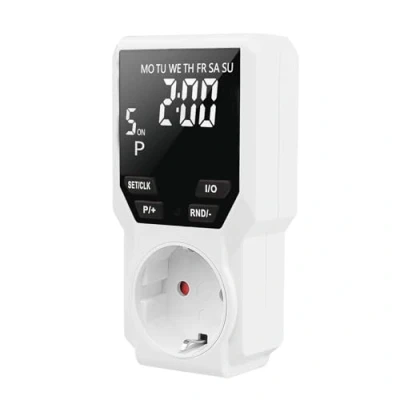 Image de Timer Journalier Blanc,Puissance Maximale 16A/3680W,Prise Minuteur avec Protection Contre Les Contacts Accidentels,Minuterie Prise Numérique pour 3 Programmes de Commutation et Compte à Rebours