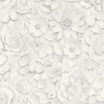 Image de Rasch Papier peint 200225 clair blanc et gris avec fleurs aspect 3D 10,05 m x 0,53 (L l)