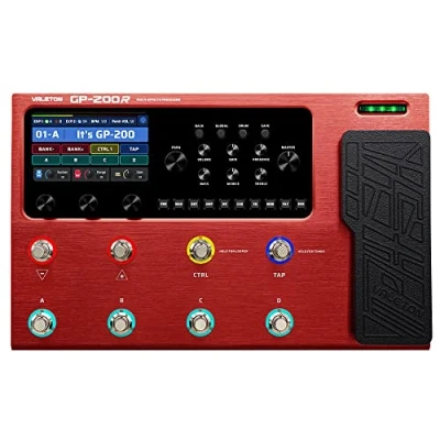 Image de Valeton Pédale de guitare Processeur multi effets Modélisation d&#039;amplis basse Simulation d&#039;enceintes IR avec boucle d&#039;effet MIDI I/O d&#039;expression Stéréo OTG Interface audio USB rouge GP 200R