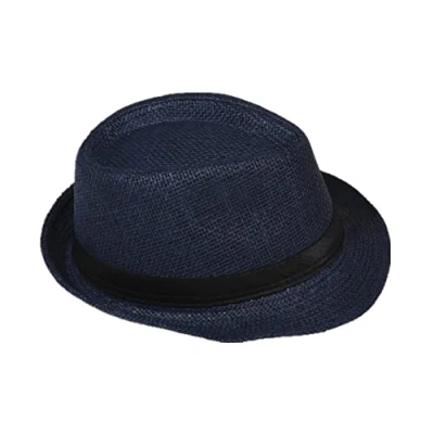 Image de Miobo Chapeau de Paille, Fedora Polyvalent, Design Trilby, Protection Solaire (as4, Numeric, Numeric_60, Numeric_61, Bleu foncé (Chapeau Paille))