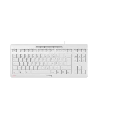 Image de CHERRY STREAM KEYBOARD TKL, clavier mécanique filaire sans pavé numérique, Disposition allemande (QWERTZ), frappe silencieuse, Sensation de unique, Blanc grisé