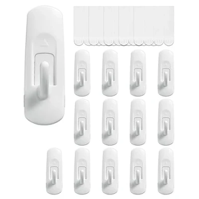Image de JELLYSUB 14 Crochets, 20 Languettes, Blanc, Crochet Adhesif Mural de Grand Modèle Pour Accrocher et Décorer Sans Abîmer Percer