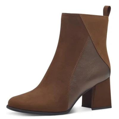Image de MARCO TOZZI Bottines zippées pour Femme 2 25385 43 Botte Tendance, Cognac Comb, 41 EU