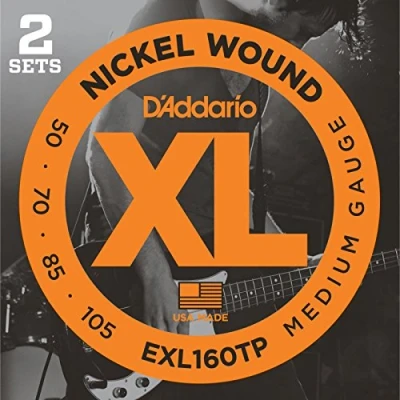 Image de D&#039;Addario Cordes Basse Bass Strings EXL160TP Medium, 50 105 (2 Pack) Échelle Longue