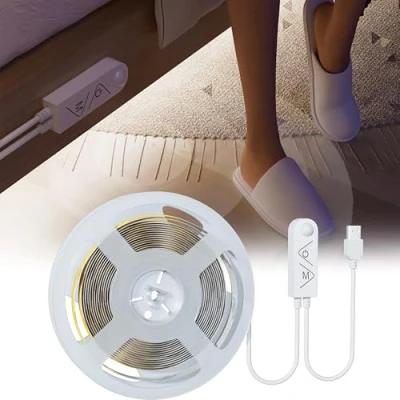 Image de PAUTIX USB Ruban LED COB avec Mouvement Détecteur 3m, 5V 6000K Blanc Froid Lumineux CRI85+ Super 960LED, Bande Lumineuse à Intensité Variable pour Cuisine, Miroir, Armoires