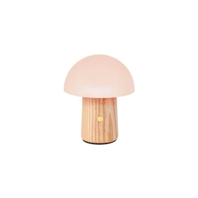 Image de Gingko Lampe champignon Alice RVB à 7 couleurs changeantes, lumière d&#039;ambiance et veilleuse, batterie longue durée, chargement USB C, 3 modes d&#039;éclairage, bois certifié FSC avec abat jour ABS givré
