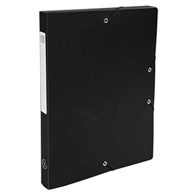 Image de Exacompta Réf. 59681E 1 boite de classement avec élastiques Opak en polypropylène dos 2,5 cm dimensions 25 x 33 pour format A4 couleur noir livrée montée