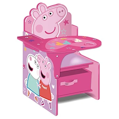 Image de ARDITEX Peppa Pig Chair Desk with Storage Bin by Chaise de Bureau en Bois avec bac Rangement par Nixy Children, Taille Unique