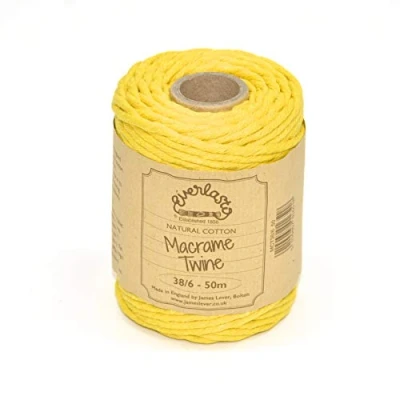 Image de Everlasto Bobine de ficelle en coton doux coloré pour macramé 38/6 (environ 4 mm) 50 m (jonquille)