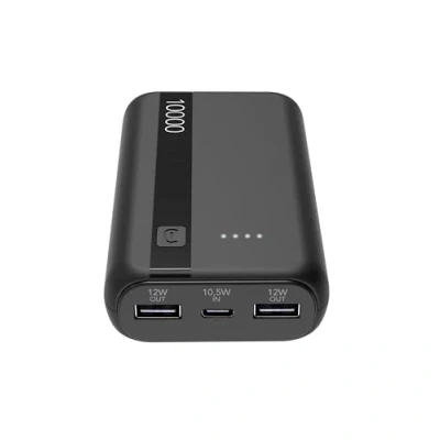 Image de Cellularline Power Bank 10000 Capacité : 10 000 mAh Entrée 1 x USB C 10,5 W Sortie 12 Cellules Batterie Li ION LED Lumineuses indiquent Une Charge résiduelle Noir