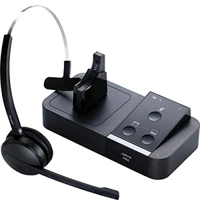 Image de Jabra Pro 9450 Monaural Noise Cancelling Cordless Wireless Headset for use with Desk Phones incl Mitel, Avaya, Snom, Polycom, Panasonic &amp; Cisco and PC Computer Soft (Refurbished)