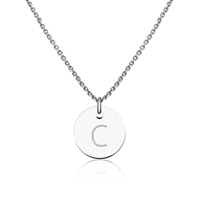 Image de Good.Designs Collier à pendentif avec lettre gravée pour femme, argenté (C)