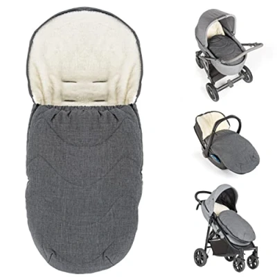Image de Zamboo Chanceliere Universelle pour Poussette, Siege Auto et Nacelle Bébé 2 en 1 Nid d&#039;Ange Bebe Housse Siège, Polaire Douce, Sac Inclus Gris