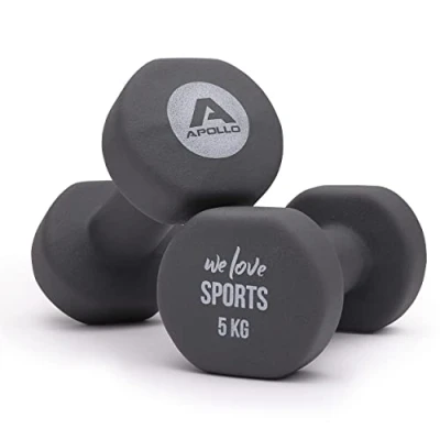 Image de Apollo Set Haltères Musculation Courts Poids Fitness, 2x4kg Support d&#039;Haltères Inclus Kit Femmes &amp; Hommes Dumbbell 4kg