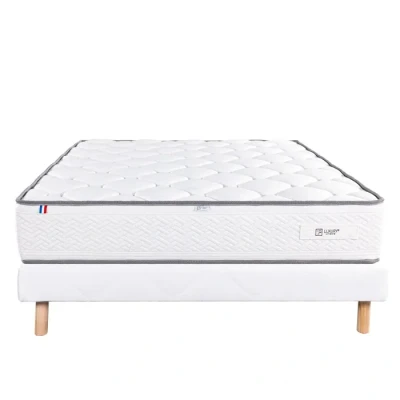 Image de LUXURY LITERIE Ensemble matelas + sommier IRIS 160 x 200 cm Tapissier Ferme Face été/hiver