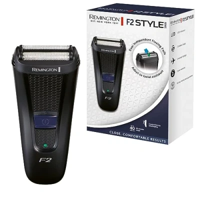 Image de Remington Rasoir électrique rasage à sec Style Series F2 (rétractable pour précision, doubles grilles flottantes, affichage LED,Secteur/sans fil 40min, voltage universel,brosse incl.) Tondeuse F2002