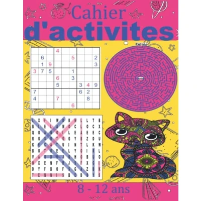 Image de cahier d&#039;activites 8 12 ans: jeux intelligents pour les enfants a partir de ans Sudoku Mots mêlés Labyrinthes Mandalas ........ solutions.