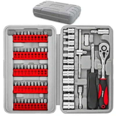 Image de Hi Spec Kit d’Outils Compact 79 Pièces, Embouts de Tournevis, Douilles Métriques 1/4&quot; et Poignée à Cliquet