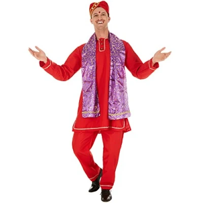 Image de dressforfun Déguisement d’indien pour hommes Belle Kurta avec patte de boutonnage incl. Écharpe et Turban extravagant (XL no. 301028)