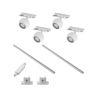 Image de Lindby Luminaire sur Rail électrique Linaro à intensité variable (Moderne) en Blanc Métal e. a. pour Couloir (à 4 lampes, GU10), 1 phase, projecteur