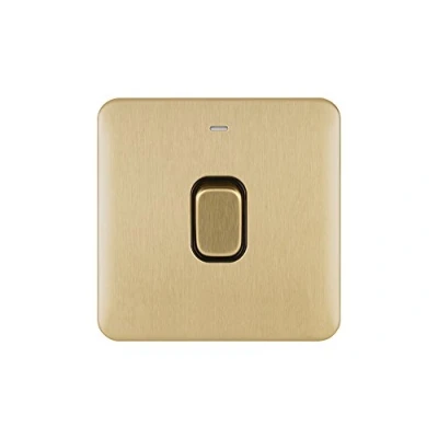 Image de Schneider Electric Lisse Interrupteur de commande sans vis avec indicateur LED 240 V, or, GGBL2011BSBS, 240V