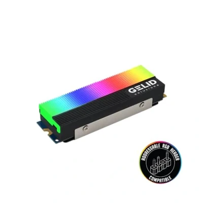 Image de Gelid Solutions Glint ARGB M.2 SSD Cooler Module intégré Dissipateur thermique en aluminium Compatible 73 x 24 15 mm Noir