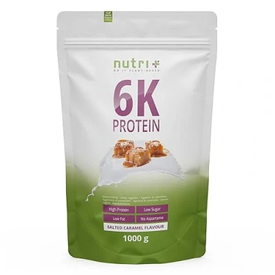Image de Nutri + 6K Poudre de protéines végétaliennes Caramel salé sachet 1 kg concentré protéique sans sucre ou aspartame avec les acides aminés