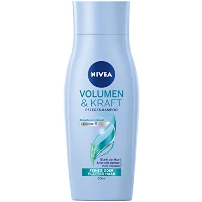 Image de Taille de Nivea Soin Cheveux Shampooing, Volume &amp; Force, pack 1 (1 x 50 ml)