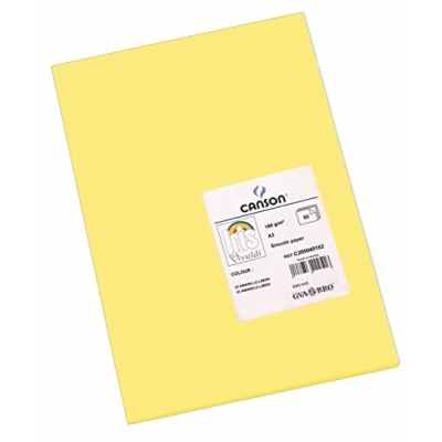 Image de CANSON Iris Vivaldi Paquet 50 feuilles de papier couleur A3 185g/m² jaune paille
