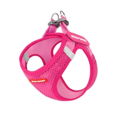 Image de EzyDog Harnais Petit Chien FORMFIT léger et réglable en Maille Respirante 3D avec Bandes réfléchissantes Anneaux métal pour Chiots Petits Chiens (M, Rose)