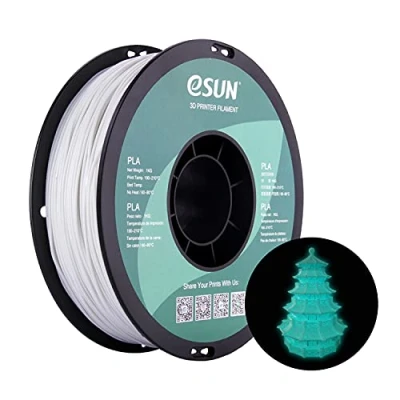 Image de eSUN PLA Glow in the Dark Bleu Filament 1.75mm, Imprimante 3D Fluorescent 1KG Bobine Phosphorescence pour 3D, Lumineux