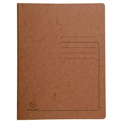 Image de Exacompta Réf. 240238E 1 chemise de classement à ressort en carte lustrée 355 g/m² couverture imprimée certifiée FSC® dimensions 24 x 32 cm pour documents format A4 couleur tabac