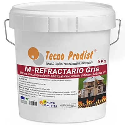 Image de M RÉFRACTAIRE GRIS de Tecno Prodist (5 kg) Mortier réfractaire spécial briques réfractaires et plâtrés dans des zones atteignant températures élevées, barbecues, les fours ou cheminées.