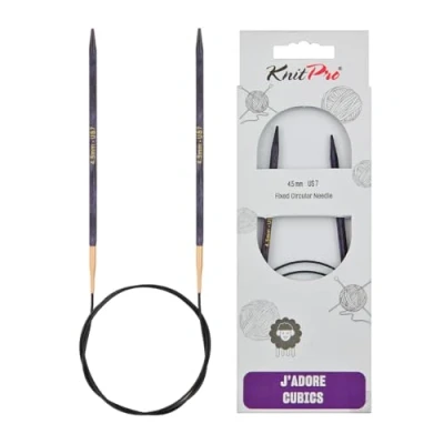 Image de KnitPro J&#039;Adore Cubics Aiguilles à tricoter circulaires fixes Épingles en bois pour chaussettes, couvertures, manches courtes et rondes 40 cm x 4,5 mm