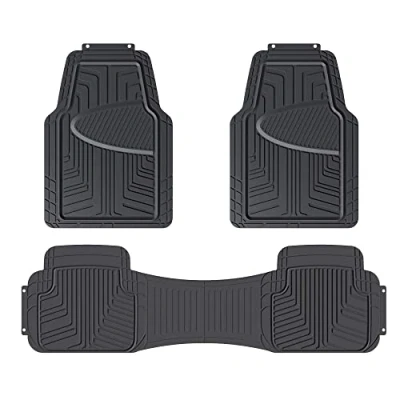 Image de Amazon Basics Tapis de sol en caoutchouc à couverture complète 3 pièces pour voitures, VUS et camions, noir
