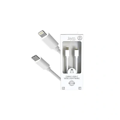 Image de Câble USB C vers Lightning 3A 1,5 mètres Collection POP Blanc Neuf