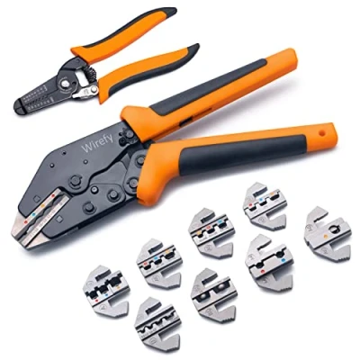 Image de Wirefy Jeu de 11 Pinces a Sertir à Fort Pincement 23 cm Outils Sertissage pour Connecteurs Thermorétractables, en Nylon, Drapeau Isolé, non Isolés