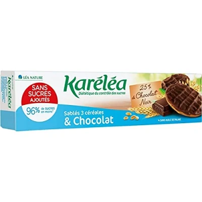 Image de Karéléa Sablés 3 Céréales Chocolat Sans Sucre Ajouté Huile de Palme 128 g Lot 6