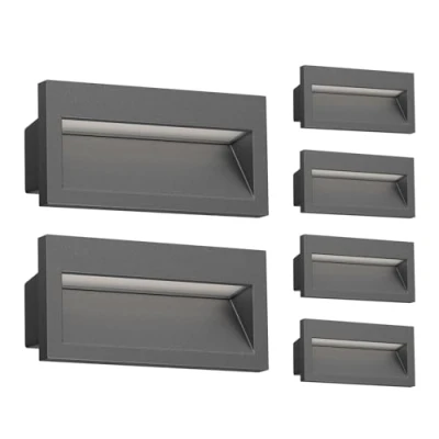 Image de ledscom.de 6 pièces LED encastrées au mur NOLA, downlight pour l&#039;extérieur, IP54, anthracite mat, 140 x 70mm, blanc froid