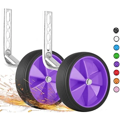Image de PROMETHEUS BICYCLES Petite roue velo enfant universel 12 14 16 18 pouces Roulette Stabilisateurs vélos construction robuste en acier avec pneus caoutchouc (violet)