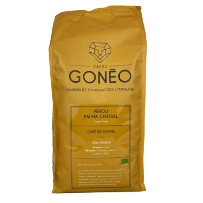 Image de CAFÉS GONÉO Café En Grains Pérou Palma Central 100% Arabica Notes de Chocolat Praliné &amp; Fruits Secs BIO Raffiné et Équilibré Parfait pour Dégustation Gourmande 1 kg