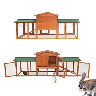 Image de WilTec Clapier Lapin Cage Enclos Rongeur Cochon d’Inde Abri Petits Animaux Toit isolé Extérieur
